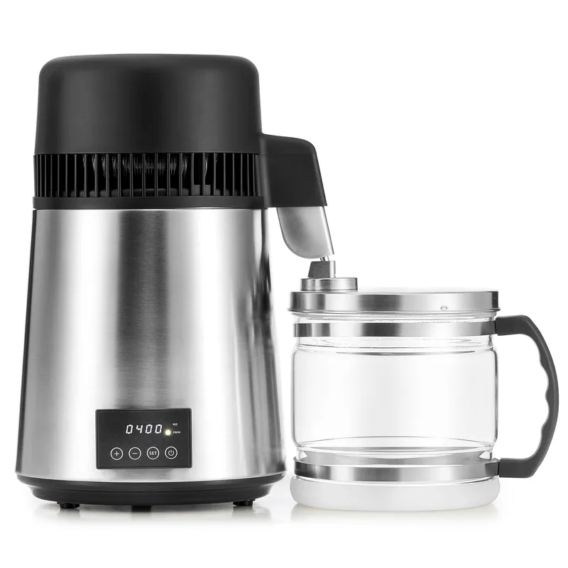 1.1 Gallon Water Distiller, 4L Countertop Distilled Water Machine with Timer Reservation and Glass Pot