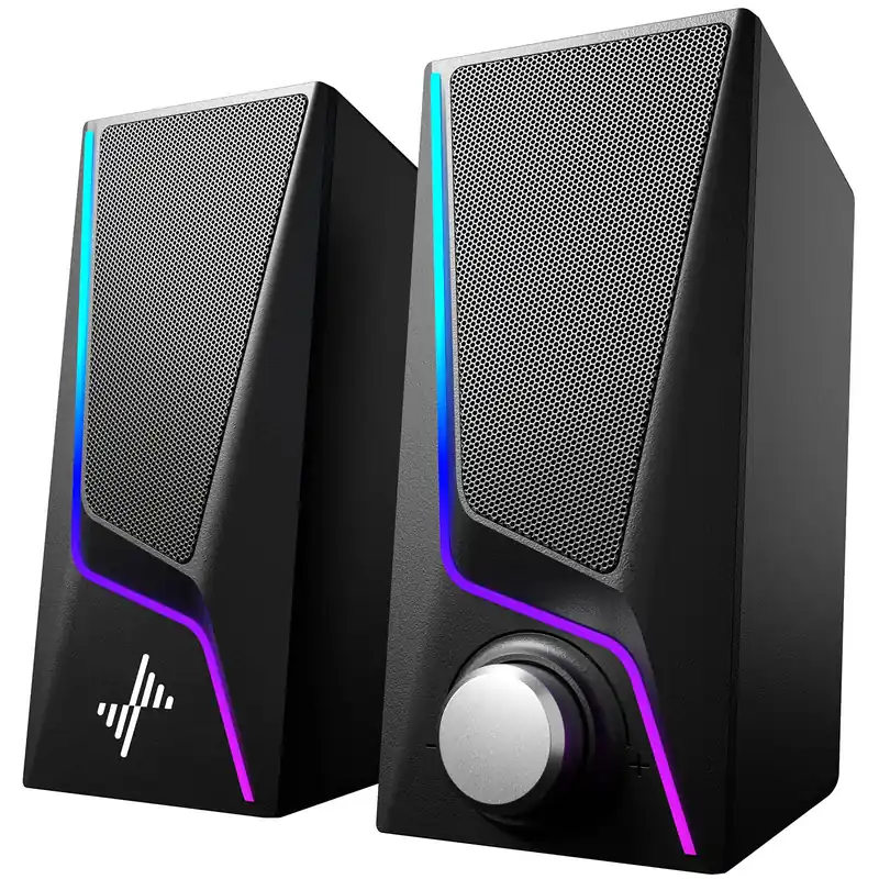 Computer Speakers, PC Speakers with 6 Lighting Modes, USB Powered Computer Speakers for Desktop Monitor