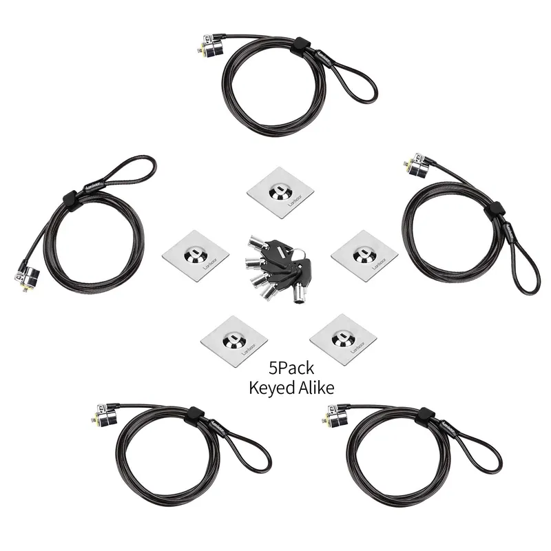 L5Pack Laptop Cable Lock Hardware Security Cable Lock Anti Theft 5Keys 6.7Ft Compatible for Laptops