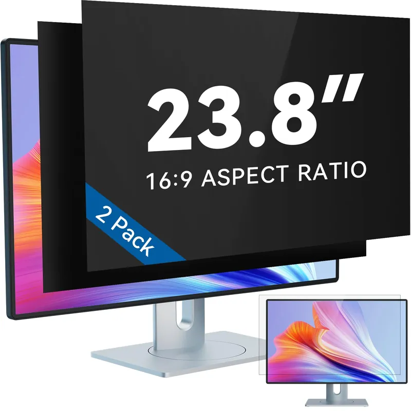 [2-Pack] 23.8 Inch Computer Privacy Screen Filter for 16 9 Widescreen Monitor, Removable 23.8in Anti Blue Light Glare Privacy Shield