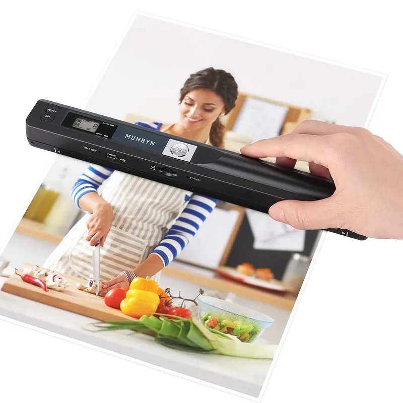 Portable Scanner, Photo Scanner for A4 Documents Pictures Pages Texts in 900 Dpi, Flat Scanning, Include 16G SD Card
