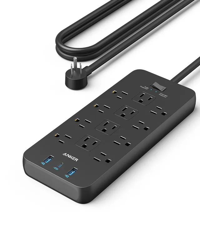 Surge Protector Power Strip (2100J), Anker 12 Outlets with 1 USB C and 2 USB Ports foriPhone 15/15 Plus/15 Pro/15 Pro Max, 5ft Extension