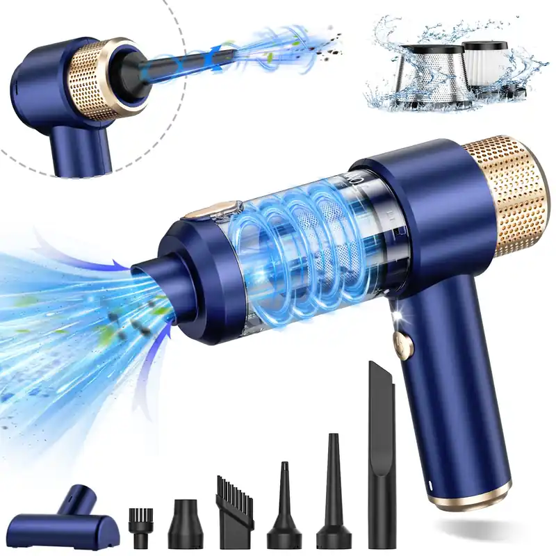 Handheld Car Vacuum Cleaner, 16000PA Car Vacuum Portable Cordless, 2 in 1 Air Duster and Vacuum Cleaner with LED Light