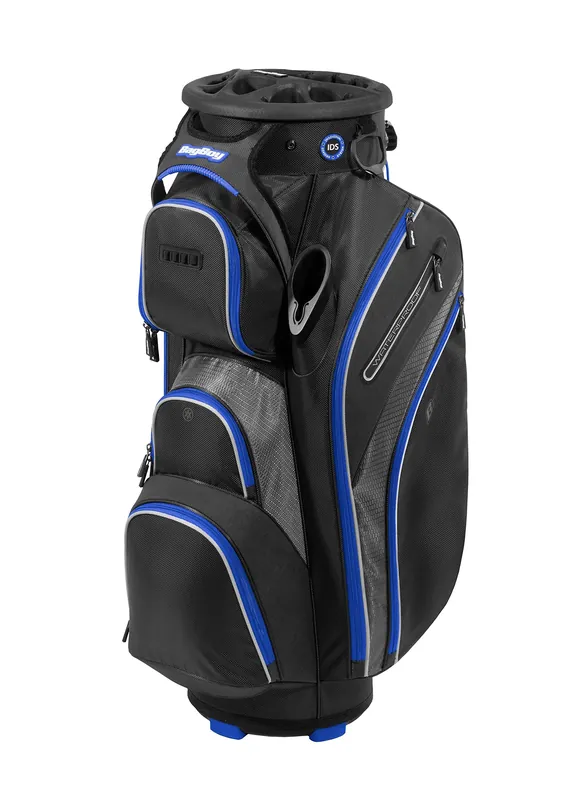 Bag Boy Revolver XP Golf Cart Bag, 14 Way 360⁰ Rotating Top Black/Charcoal/Royal
