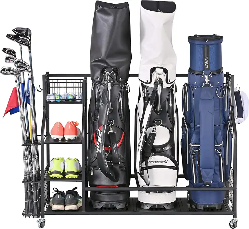 Mythinglogic 3 Golf Bags Storage Organizer-Extra Large Size Fits 3 Full Size Golf Bags
