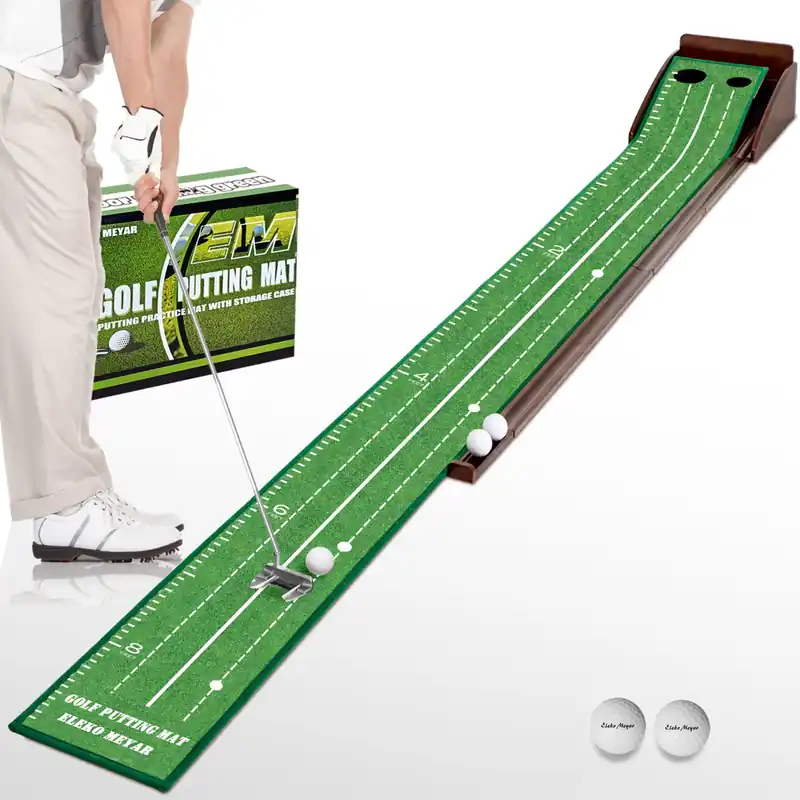 Golf Putting Mat Putting Green for Indoor Golf Putting Mat - Outdoor Putting Green with Ball Return 2.5in & 3.5in Holes
