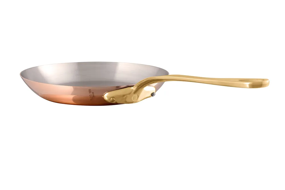 2mm Polished Copper & Stainless Steel Frying Pan With Brass Handles, 10.24-in, Made In France