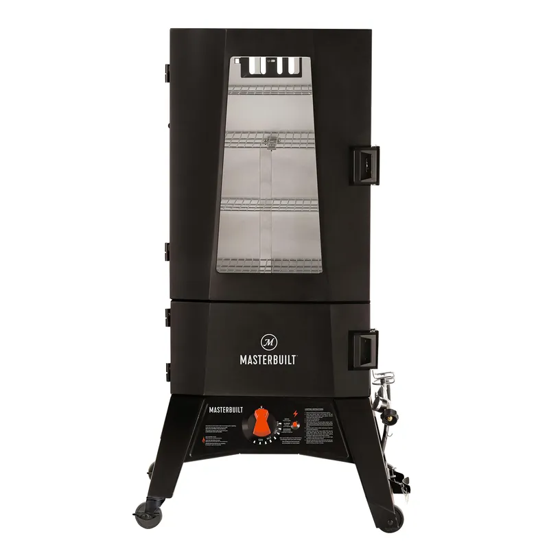 40-inch Propane Gas Vertical BBQ Smoker with Analog Temperature Control and 960 Cooking Square Inches Black