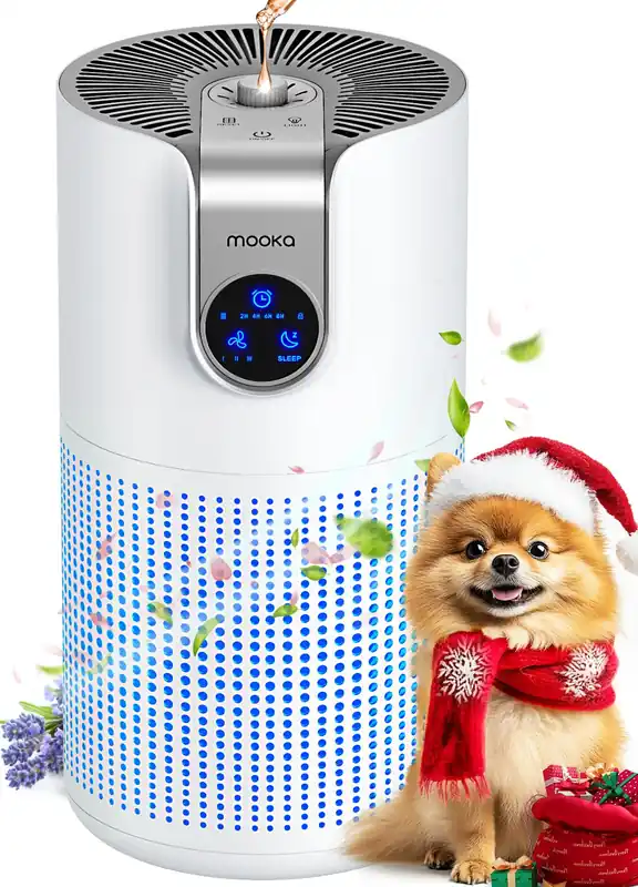 Air Purifier for Bedroom Pets Kitchen, Air Filter Cleaner for Smoke Pollen Dust Dander Odor, 15dB, M03, White