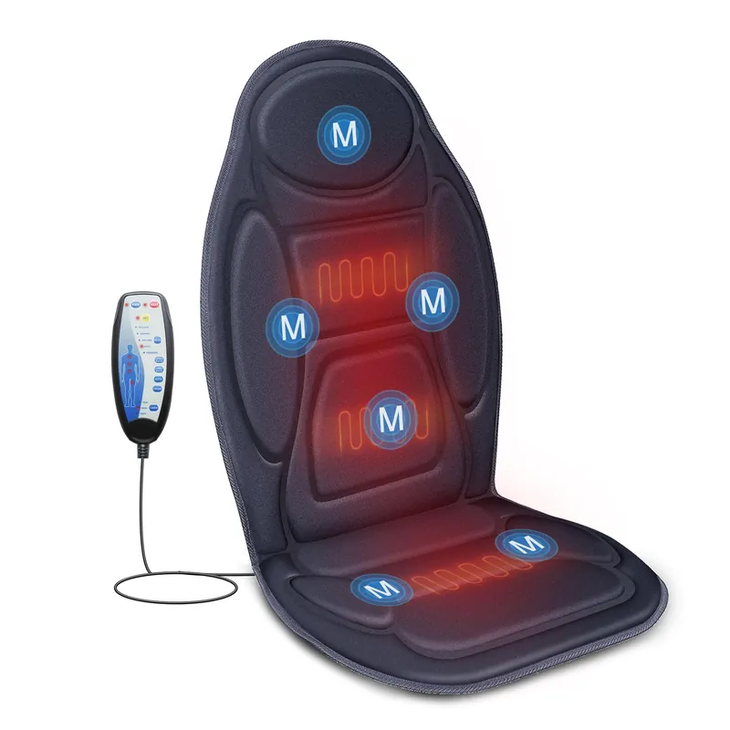 Back Massager with Heat, Massage Seat Cushion with 6 Vibrating Motors and 2 Heat Levels, Massage Chair Pad for Home Office use