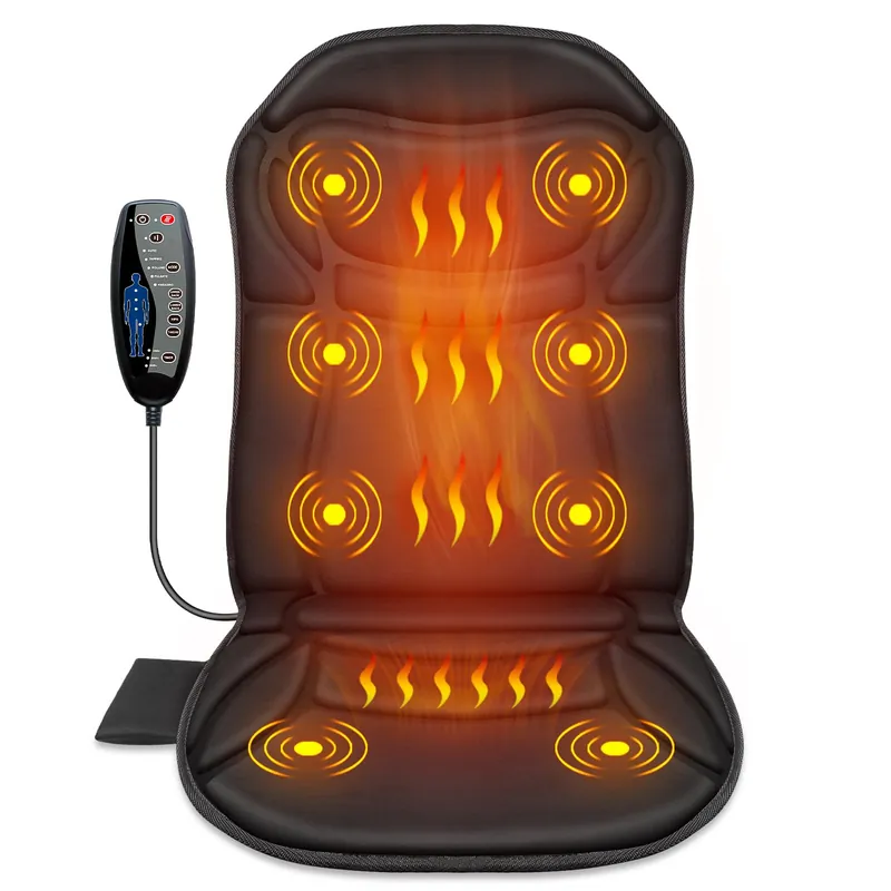 Back Massager Chair Pad, Massage Seat Cushion, Back Massager with Heat, 4 Vibration Intensities & 2 Heat Levels