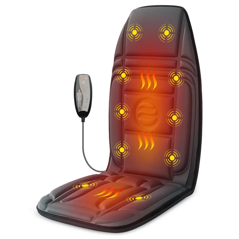 Vibration Back Massager with Heat, Massage Chair Pad with 10 Vibration Motors & 2 Heating Levels, Chair Massager