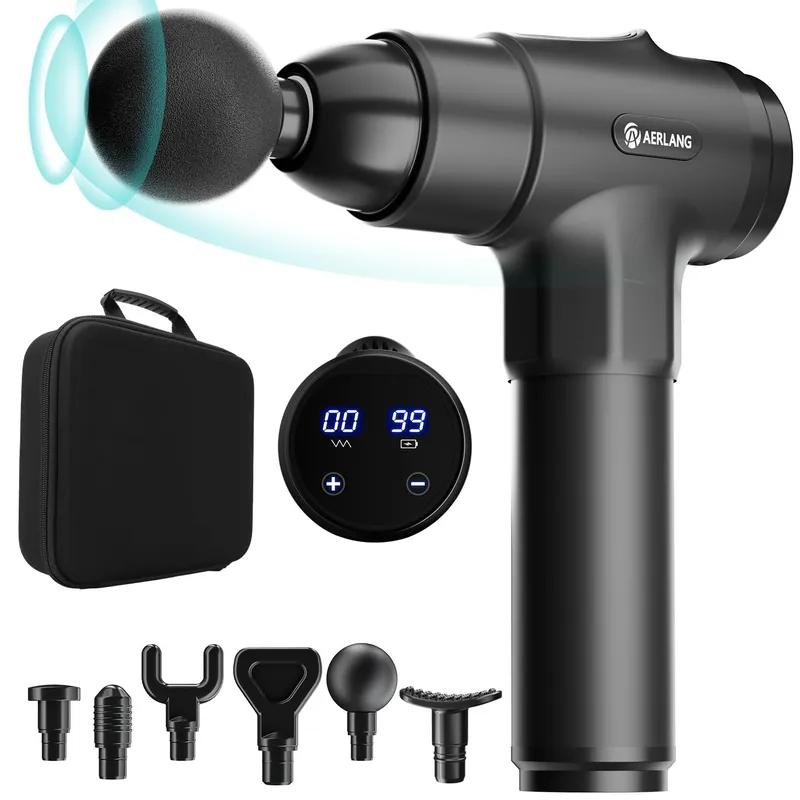 Massage Gun, Deep Tissue Muscle Back Massage for Athletes for Pain Relief, Percussion Massager with 6 Massages Heads