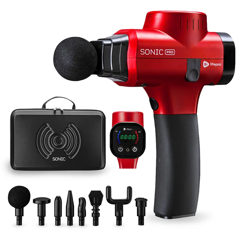 Percussion Massage Gun Deep Tissue Percussive Back Massager Device for Pain Relief Gun Massager w/ 75 Lbs Stall Force (Red)