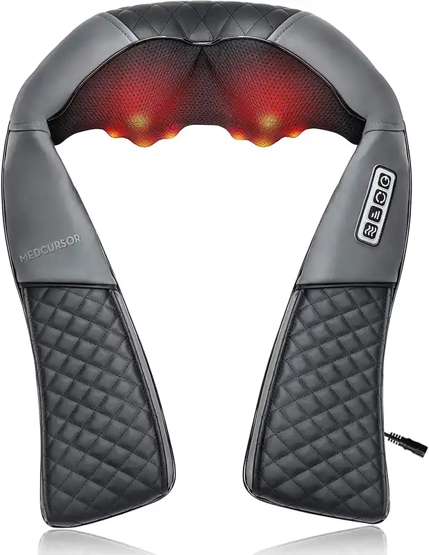 Neck Massager, Portable Electric Shiatsu Back Massage Device with Heat, Deep Tissue 3D Kneading Pillow for Muscle Pain Relief