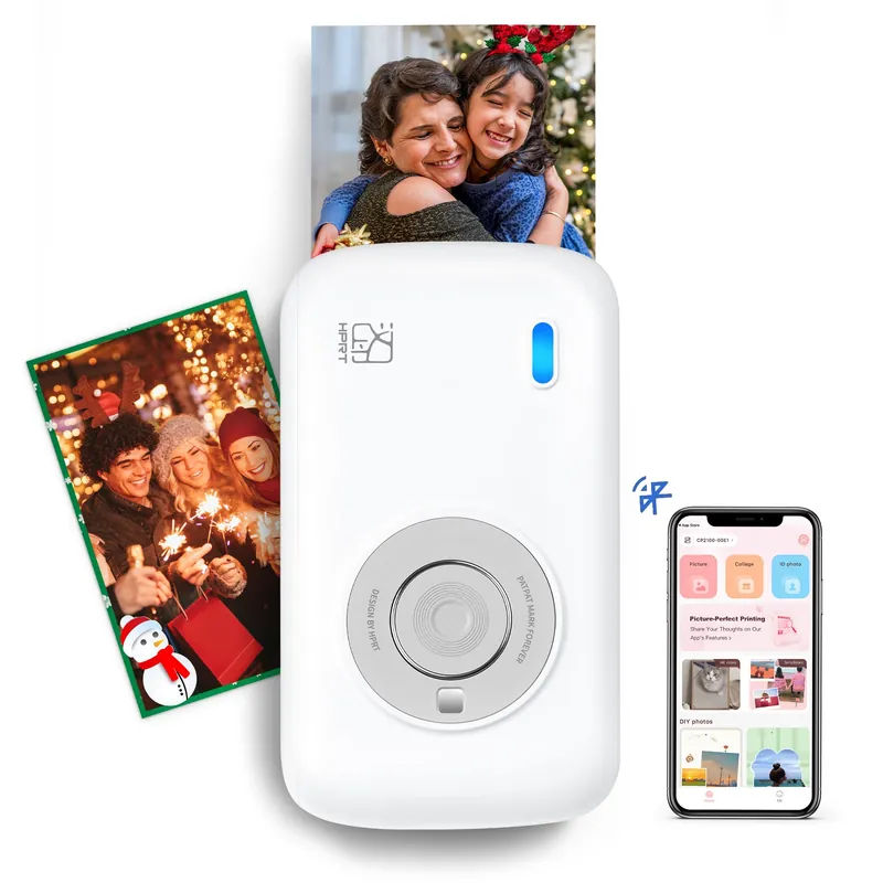 Portable Photo Printer for iPhone & Android, 2.1x3.4 Mini Instant Color Printer, Bluetooth 5.0 (Grey)