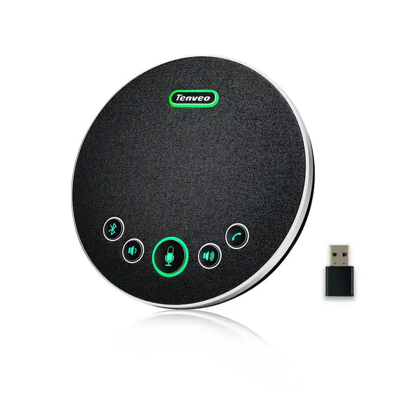 Conference Speaker with Microphone, Bluetooth/Wireless/USB omnidirectional Speakerphone Noise Cancelling Conference