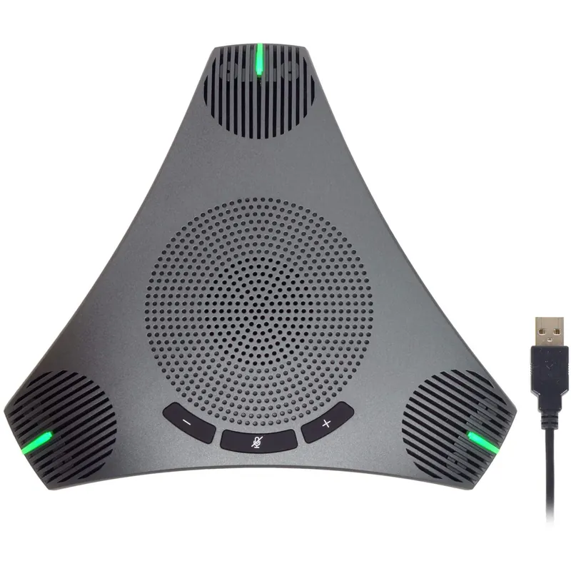 Conference Speaker and Microphone, 360° Omnidirectional USB Speakerphone Microphone with USB Hub, Noise Reduction/Echo Cancellation
