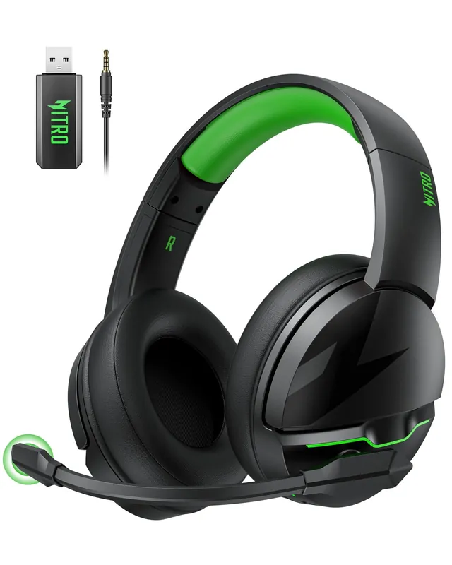 Wireless Gaming Headset Non-Stop 100H Battery Dynamic 50mm Drivers Clear Voice Mic Bluetooth5.3, 3.5mm