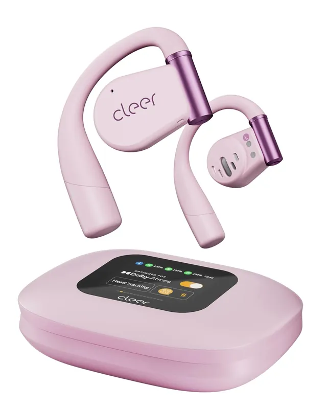 Cleer ARC 3 Open Ear Headphones - Dolby Audio, Snapdragon Sound True Wireless Earbuds, 50Hr Battery, Pink
