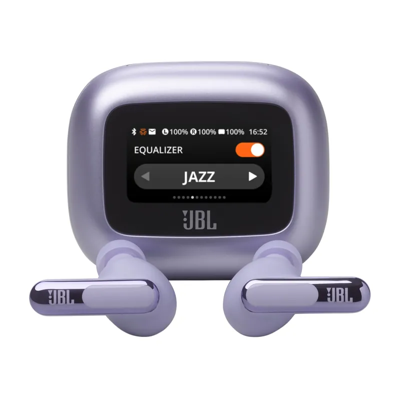 True wireless noise-cancelling closed-stick earbuds, 48Hrs total playback, Wireless Charging, 6 Mics (Purple)