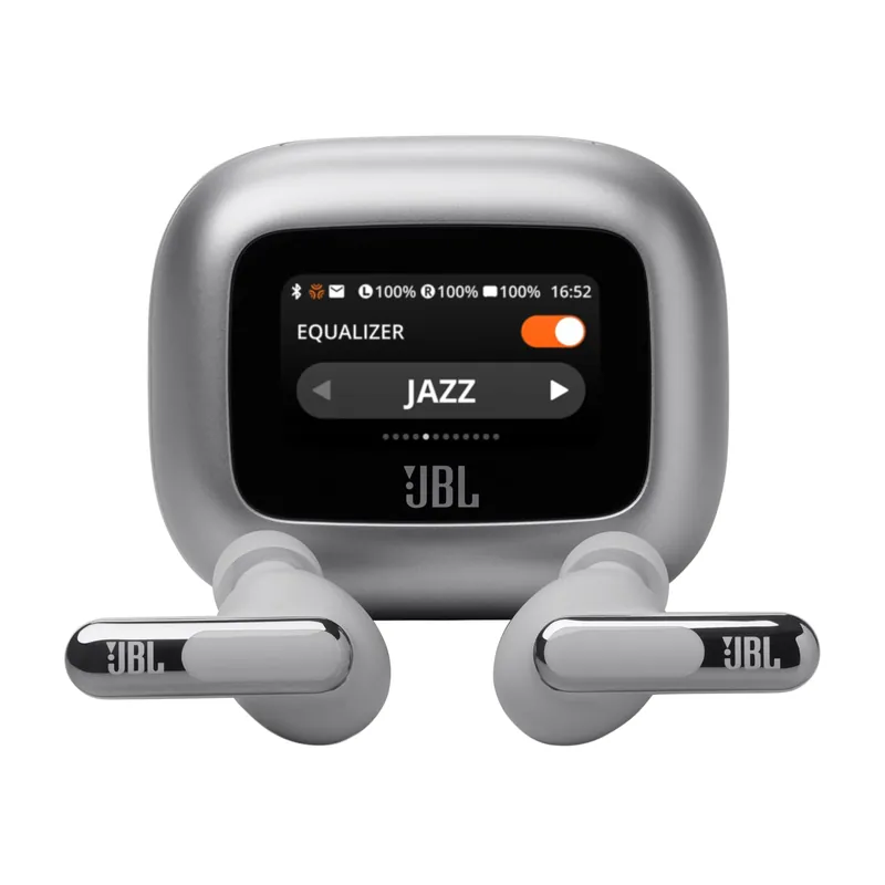 True wireless noise-cancelling closed-stick earbuds, 48Hrs total playback, Wireless Charging, 6 Mics (Silver)