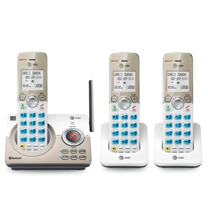 3-Handset Cordless Phone for Home with Connect to Cell, Call Blocking, 1.8" Backlit Screen, Big Buttons
