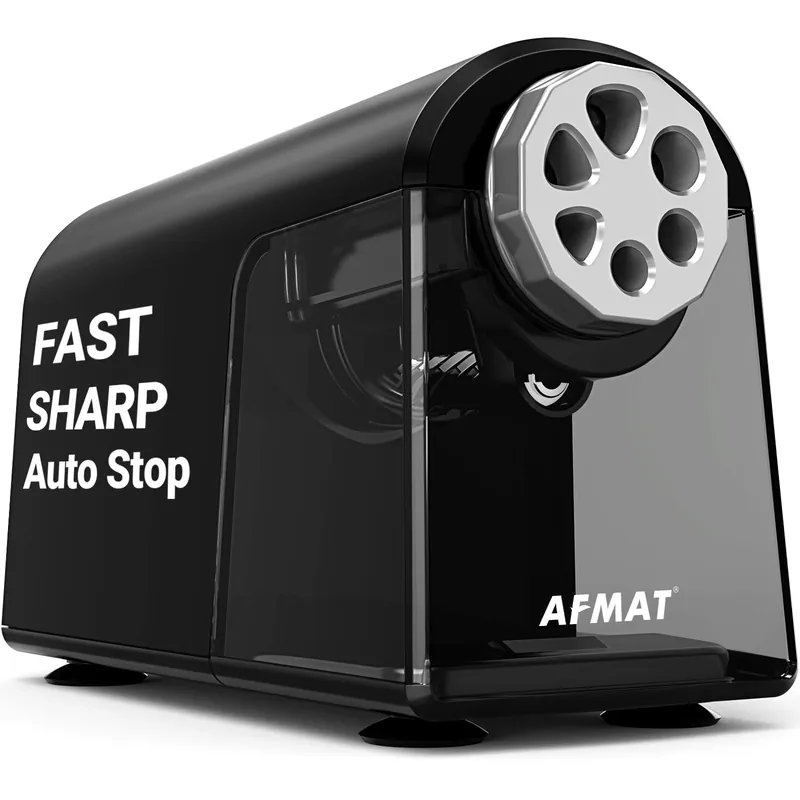 Heavy Duty Electric Pencil Sharpener for Classroom, 6 Holes, Electric Pencil Sharpeners, Black