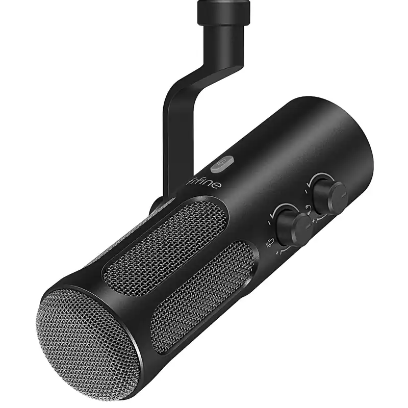 XLR/USB Podcast Dynamic Microphone for Streaming, Studio XLR Microphone, PC Streamer Mic All Metal with Mute Button, Headphone Jack, for Vocal Voice Over Music Recording-AmpliTank Tank3
