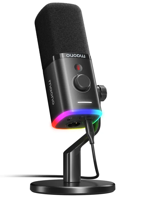 Dynamic Gaming Microphone USB XLR Dynamic Computer Microphone with Software-RGB PC Mic for Gamer-Podcast Microphone Kit for Streaming Recording Studio YouTube Content Creation Online Chat