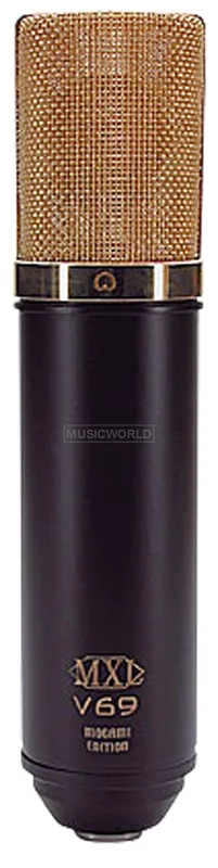 MXL Mics Tube Microphone, XLR Connector, Black with Gold Accents, 47mm x 218mm/1.85 in. x 8.58 in. (MXLV69MEDT)