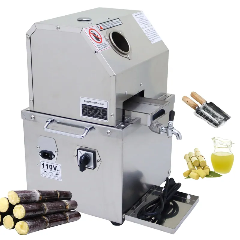 Electric Sugarcane Juicer, Sugarcane Press Machine, 3 Stainless Steel Rollers, Commercial Sugar Cane Juice Extractor, Sugarcane Extractor Juicing Machine with 2 Knives/Filter