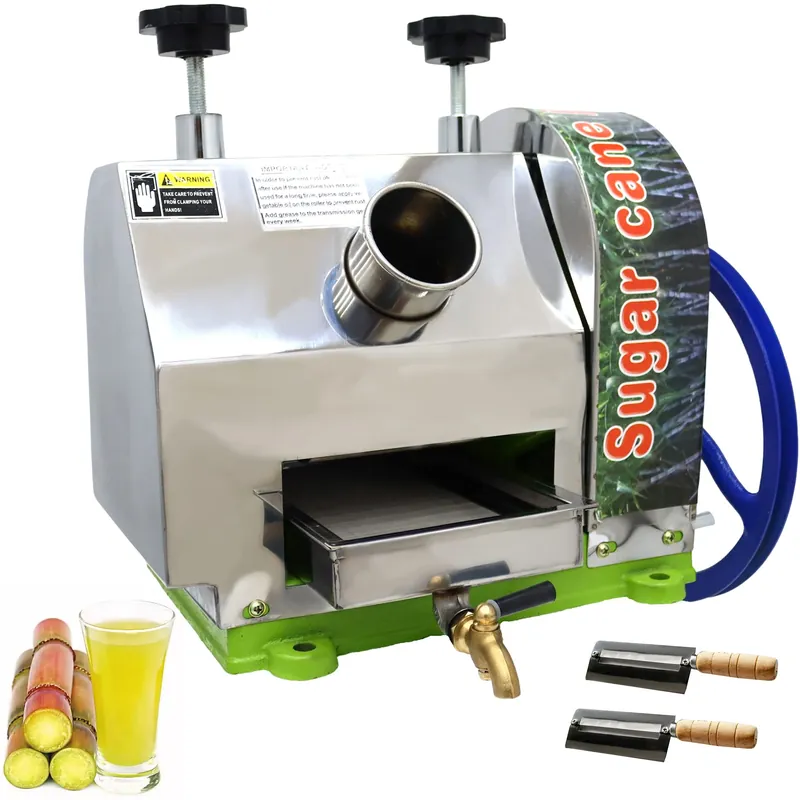 Sugar Cane Juicer Sugar Cane Juice Extractor Manual Sugar Cane Press Juicer with Three Rollers Sugarcane Mill Juicer Sugarcane Juice Press Machine with 2 Peeling Knives Blue