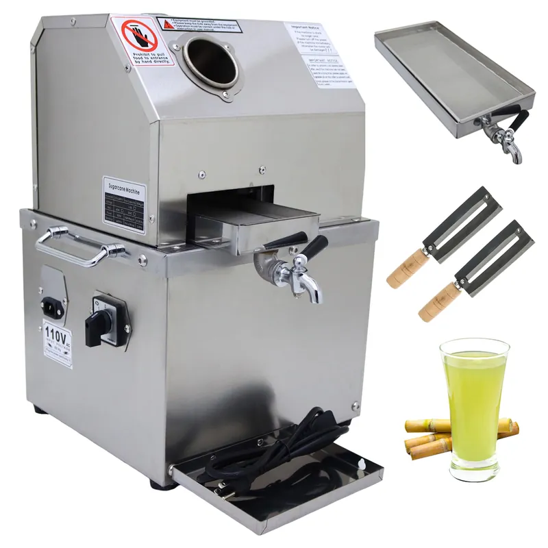 Electric Sugar Cane Juicer Press Machine Sugarcane Juice Extractor Ginger Sweet Sorghum Press with 304 Stainless Steel Rollers for Commercial Juicing Sugar Cane Kumquat Citrus Ginger 110V