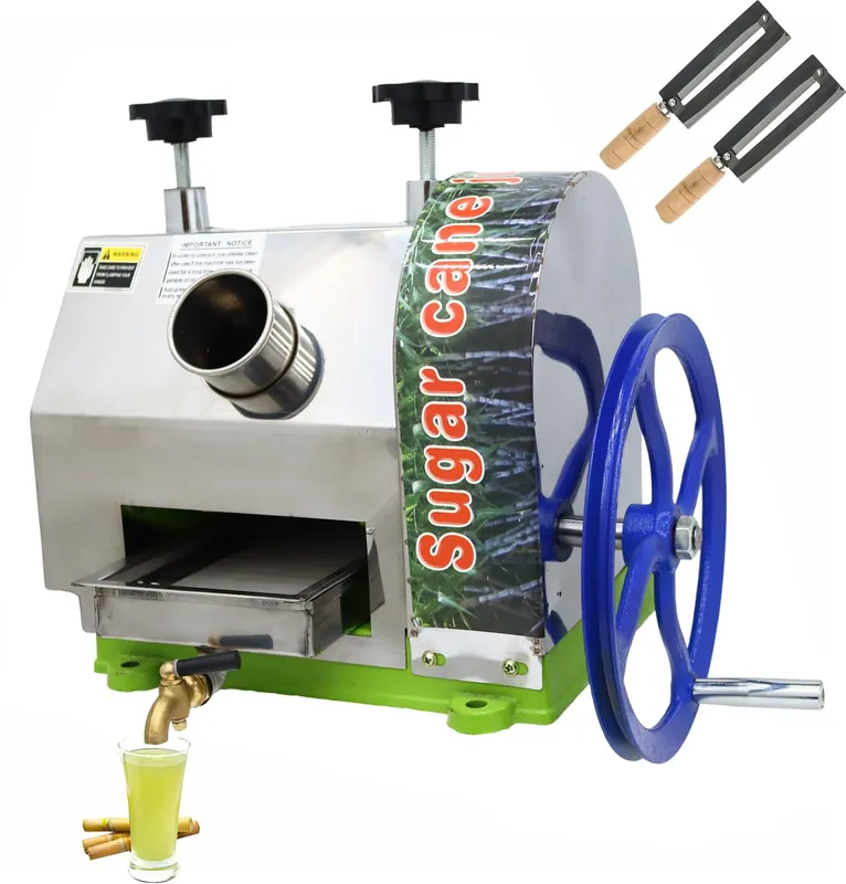Efficient Manual Sugar Cane Juicer Machine, 330LB/H Output Sugar Cane Juicer Press, 2.4" Large Inlet Sugarcane Press Extractor with 2 Peeling Knives, Ideal for Homes, Shops, Restaurants