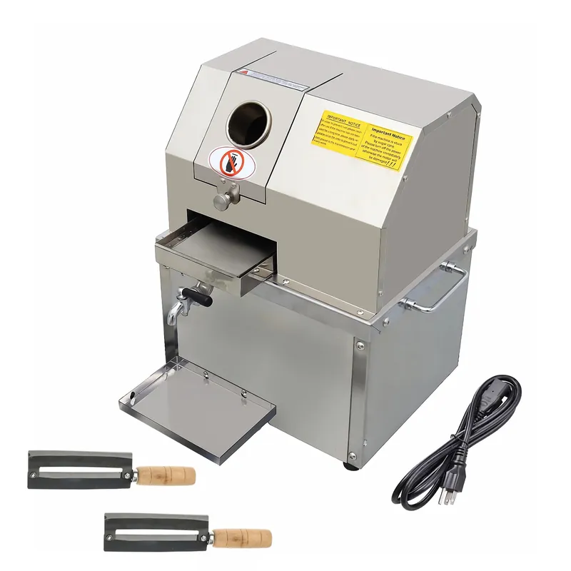 Electric Sugar Cane Juicer Machine, 3 Stainless Steel Rollers Sugarcane Press, Sugarcane Juice Extractor Squeezer with Openable Top Cover, 110V Sweet Sorghum Juice Extractor Pressing