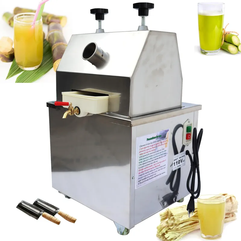 Electric Sugarcane Juicer 1100W Sugar Cane Press, 3 Stainless Steel Rollers, 661LBS/H Output, Sugarcane Juice Extractor Squeezer with 2 Knives/Fliter