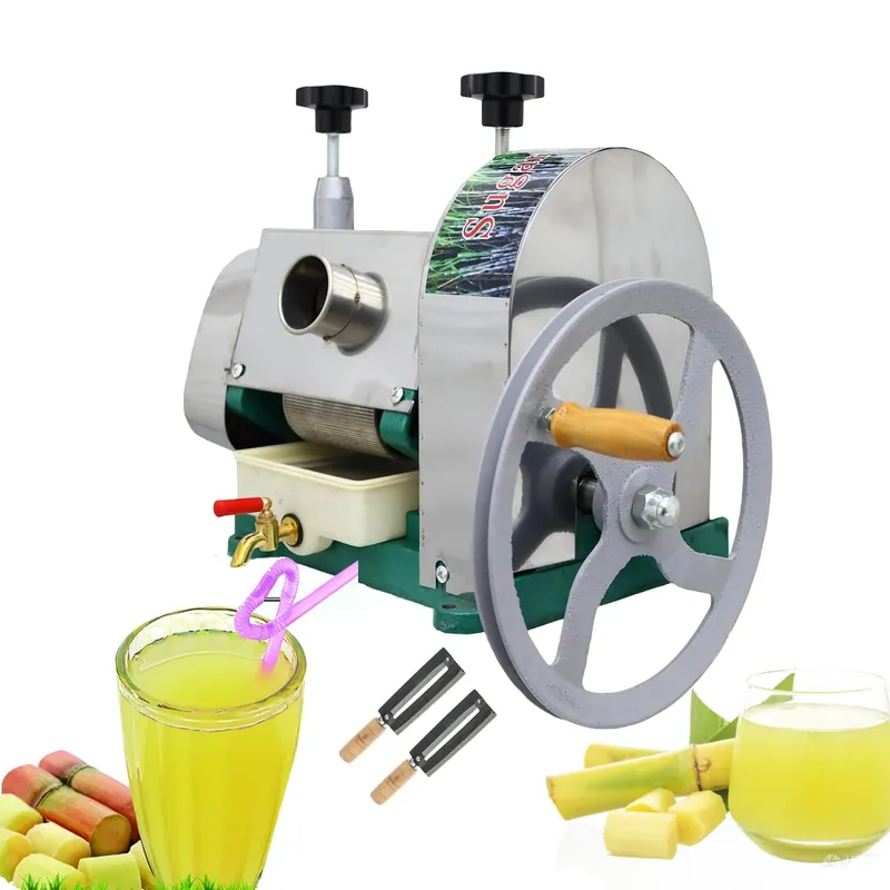 Manual Sugarcane Juicer, Sugarcane Press, 3 Stainless Steel Rollers, 330lb/h Output, 2.4" Inlet, Sugar Cane Juice Extractor Squeezer for Home Commercial