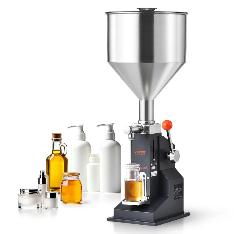 VEVOR Manual Paste Liquid Filling Machine, 5-100ml Adjustable Bottle Filling Machine, Stainless Steel Liquid Filler with 11.5L Hopper for Milk Water Juice Essential Oil Shampoo Cosmetic Honey