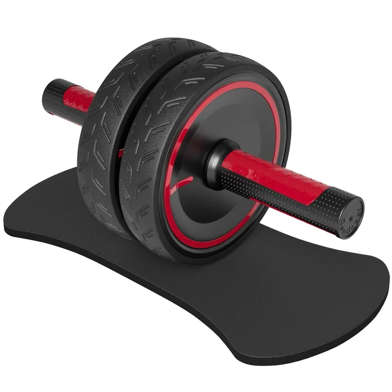 READAEER Rubber Noiseless Ab Roller Wheel with Knee Pad, Metal Handle with Rubber Surface Abdominal Exercise Wheel for Home Gym Fitness Equipment