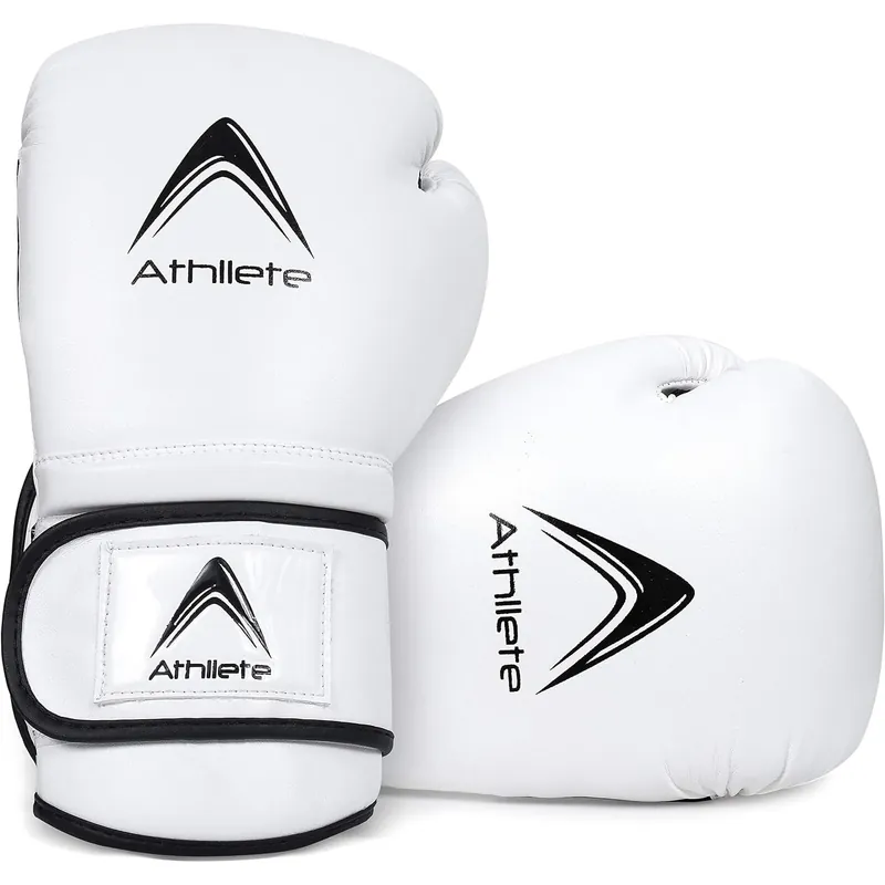 Athllete Boxing Gloves for Men & Women, Boxing Training Gloves, Kickboxing Gloves, Sparring Punching Gloves, Heavy Bag Workout Gloves for Boxing, Kickboxing, Muay Thai, MMA (Black/White, 16 oz)