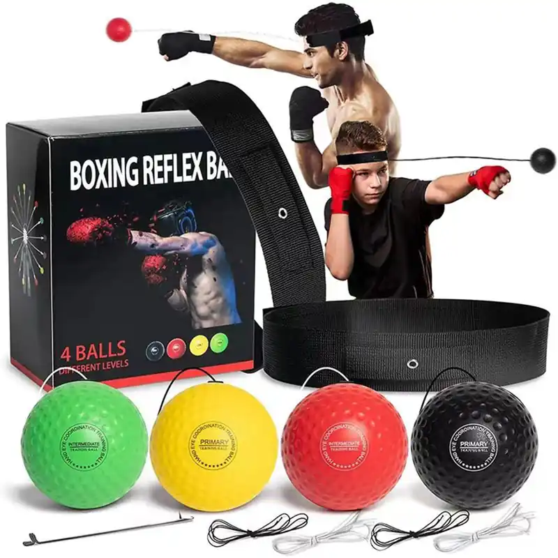 4 Difficulty Levels Boxing Reflex Ball with 1 Adjustable Headbands,MMA Training Equipment,Punching Ball,Perfect for Fight Reaction,Hand Eye Coordination,Punching Speed,Agility, for Adults and Kids