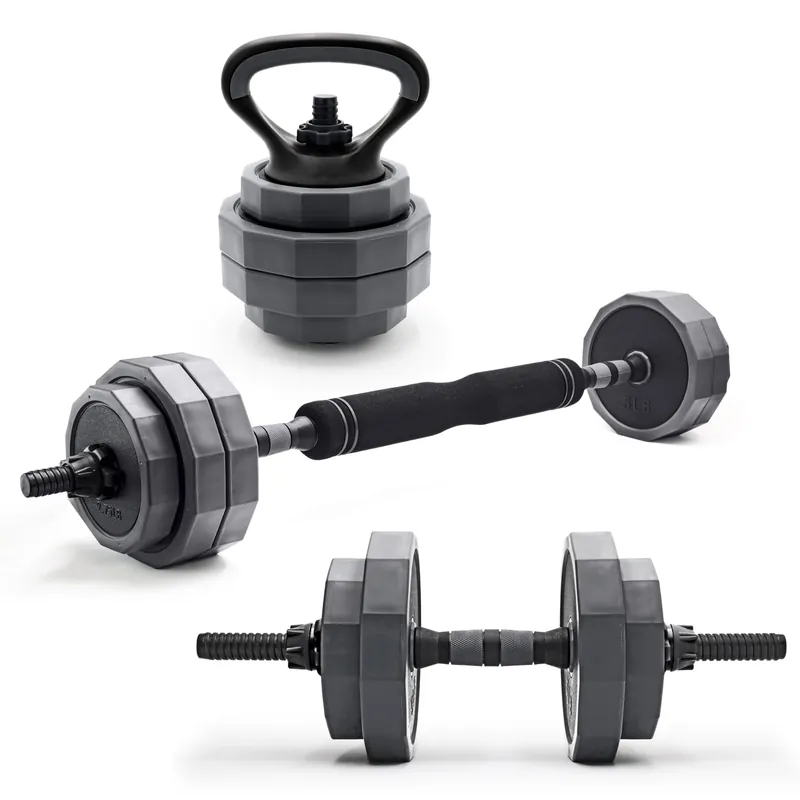CAP Barbell 66 lb Multi-Use Adjustable Weight Set - Versatile Dumbbell, Barbell & Kettlebell for Full-Body Workouts Gray