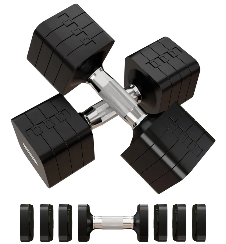 20LBS Adjustable Dumbbell Set, 4 in 1 Free Weights Dumbbells Set for Women Men Hand Weights Set Adjust Dumbbell Weight Set for Home Gym Exercise Workout Strength Training Equipments, Black
