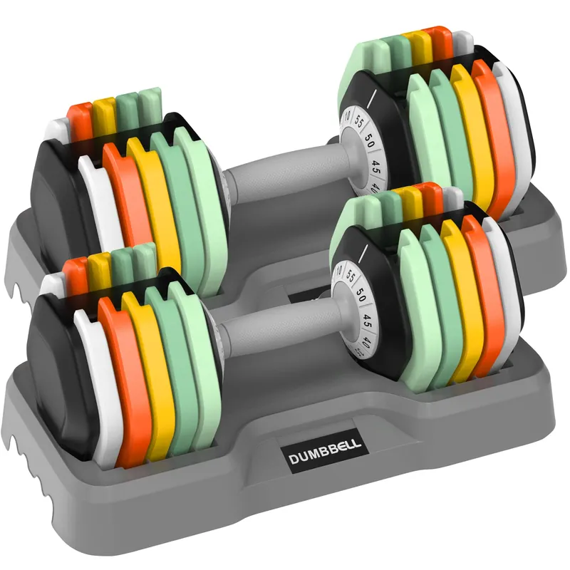HYPATA 55 lbs Adjustable Dumbbell Set, 10 in 1 Fast Adjust Weights with Anti-Slip Handle & Tray, Colorful Dumbbells for Full Body Workout Strength Training Fitness