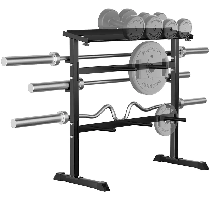UBOWAY Compact Dumbbell Rack Stand Barbell Rack Weight rack for Dumbbells, Olympic Barbell Bar, Olympic Weight Plates - Weight Storage Rack for Strength Training Home Gym Fitness Exercise Equipment