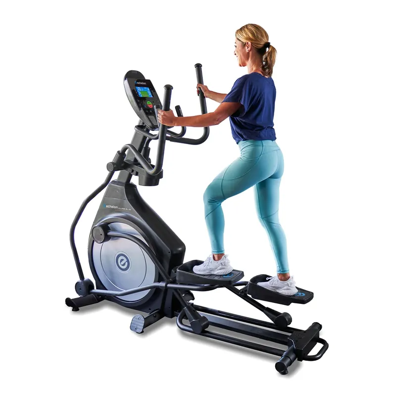Echelon - Elliptical Exercise Machine Work Out Equipment for Home Gym Magnetic Resistance Mechanism 20 Stride with Single Rail Design Pre-Programmed LCD Monitor Convenient Tablet Holder