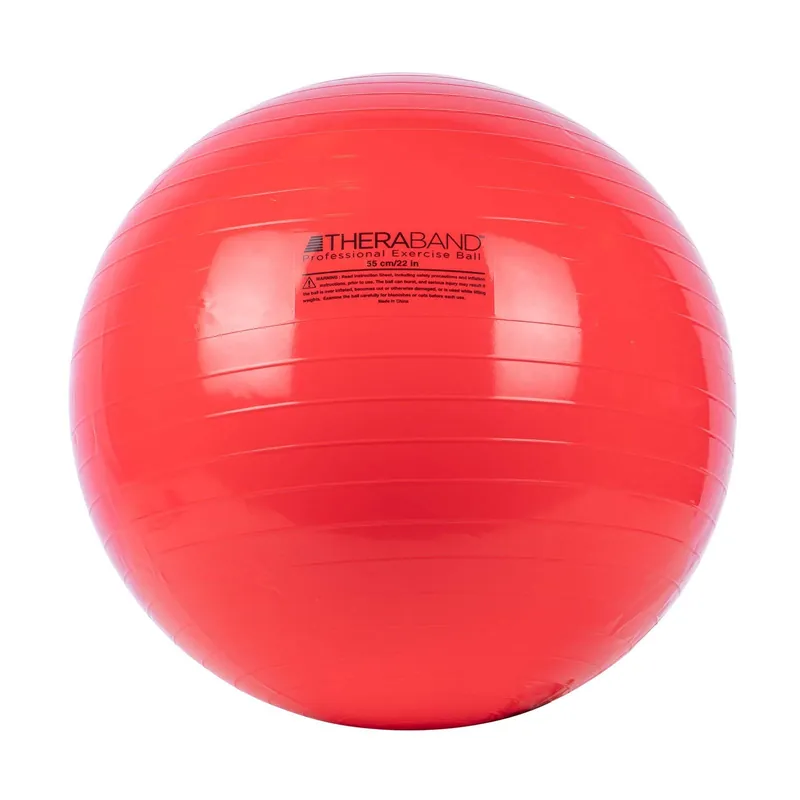 THERABAND Exercise Ball, Stability Ball with 55 cm Diameter for Athletes 5‘1" to 5‘6" Tall, Standard Fitness Ball for Posture, Balance, Yoga, Pilates, Core, & Rehab, Red