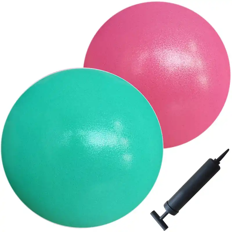 AppleRound 9-inch Pilates Ball, Pack of 2 with 1 Pump, Small Exercise Ball for Pilates, Yoga, Fitness, Physical Therapy, Stability Core Training (Turquoise & Pink)