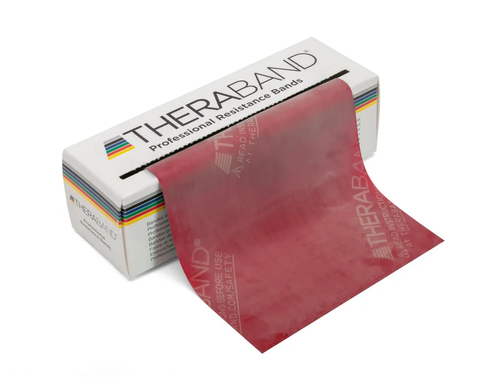 THERABAND Resistance Bands, 6 Yard Roll Professional Latex Elastic Band For Upper Body, Lower Body, & Core Exercise, Physical Therapy, Pilates, At-Home Workouts, & Rehab, Red, Medium, Level 3